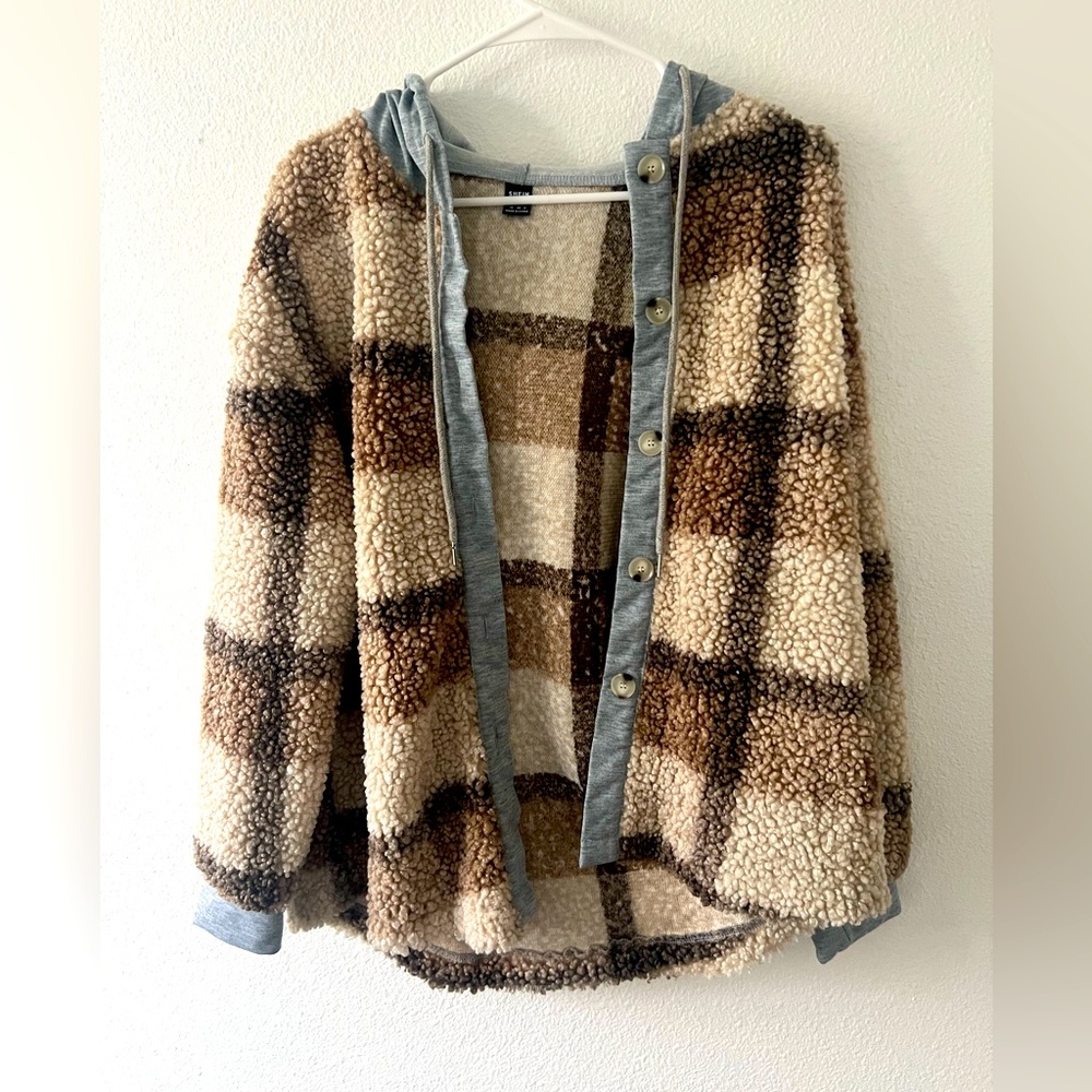 Plaid Hooded Teddy Coat